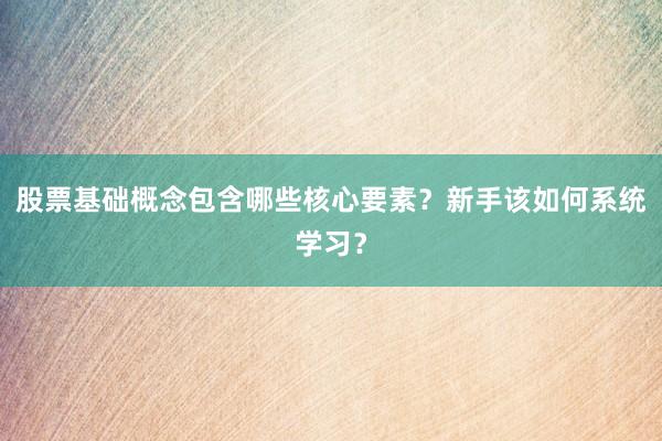 股票基础概念包含哪些核心要素？新手该如何系统学习？
