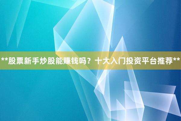 **股票新手炒股能赚钱吗？十大入门投资平台推荐**
