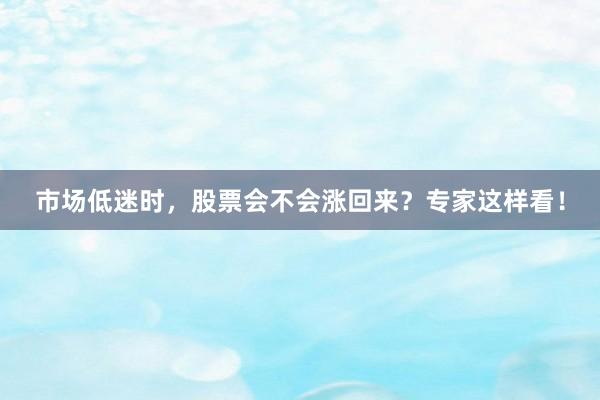 市场低迷时，股票会不会涨回来？专家这样看！