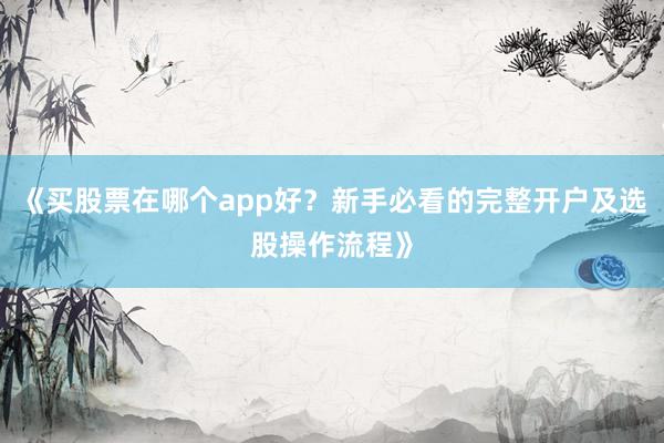 《买股票在哪个app好？新手必看的完整开户及选股操作流程》