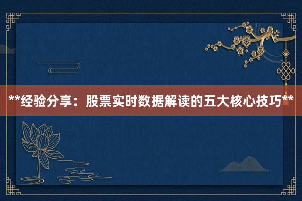 **经验分享：股票实时数据解读的五大核心技巧**