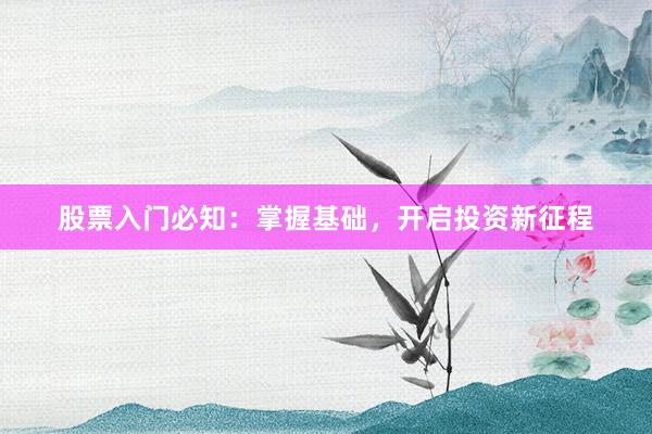 股票入门必知：掌握基础，开启投资新征程