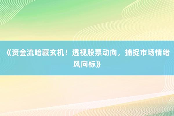 《资金流暗藏玄机！透视股票动向，捕捉市场情绪风向标》