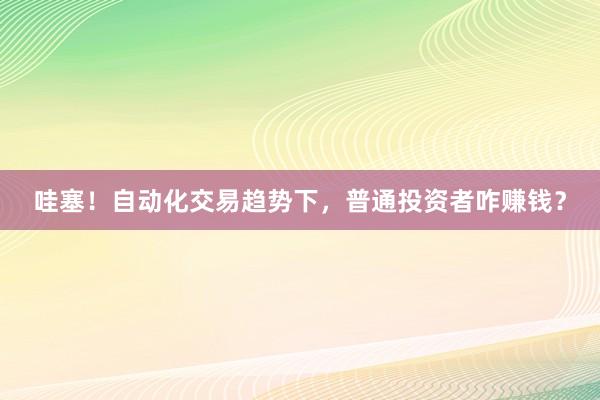 哇塞！自动化交易趋势下，普通投资者咋赚钱？