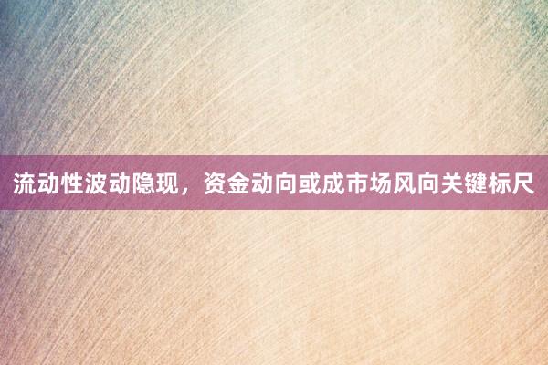 流动性波动隐现，资金动向或成市场风向关键标尺