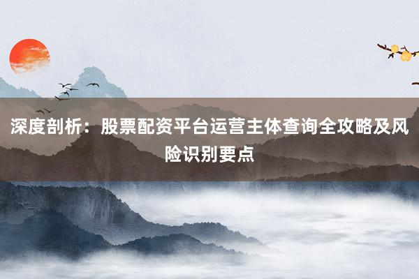 深度剖析：股票配资平台运营主体查询全攻略及风险识别要点