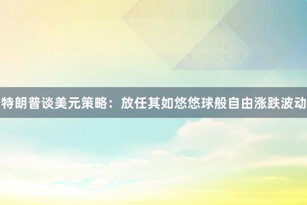 特朗普谈美元策略：放任其如悠悠球般自由涨跌波动