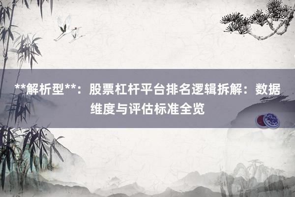 **解析型**：股票杠杆平台排名逻辑拆解：数据维度与评估标准全览