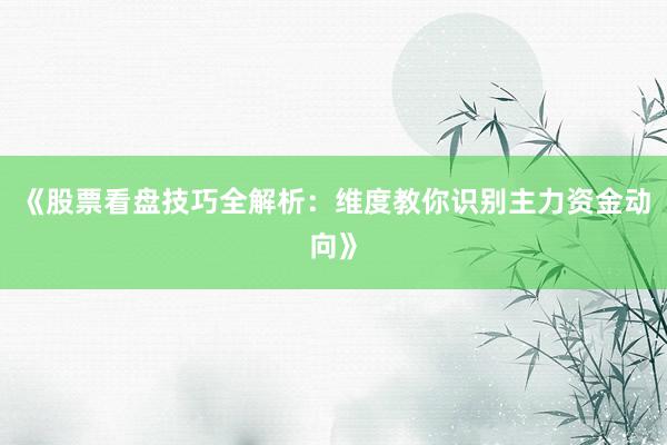 《股票看盘技巧全解析：维度教你识别主力资金动向》